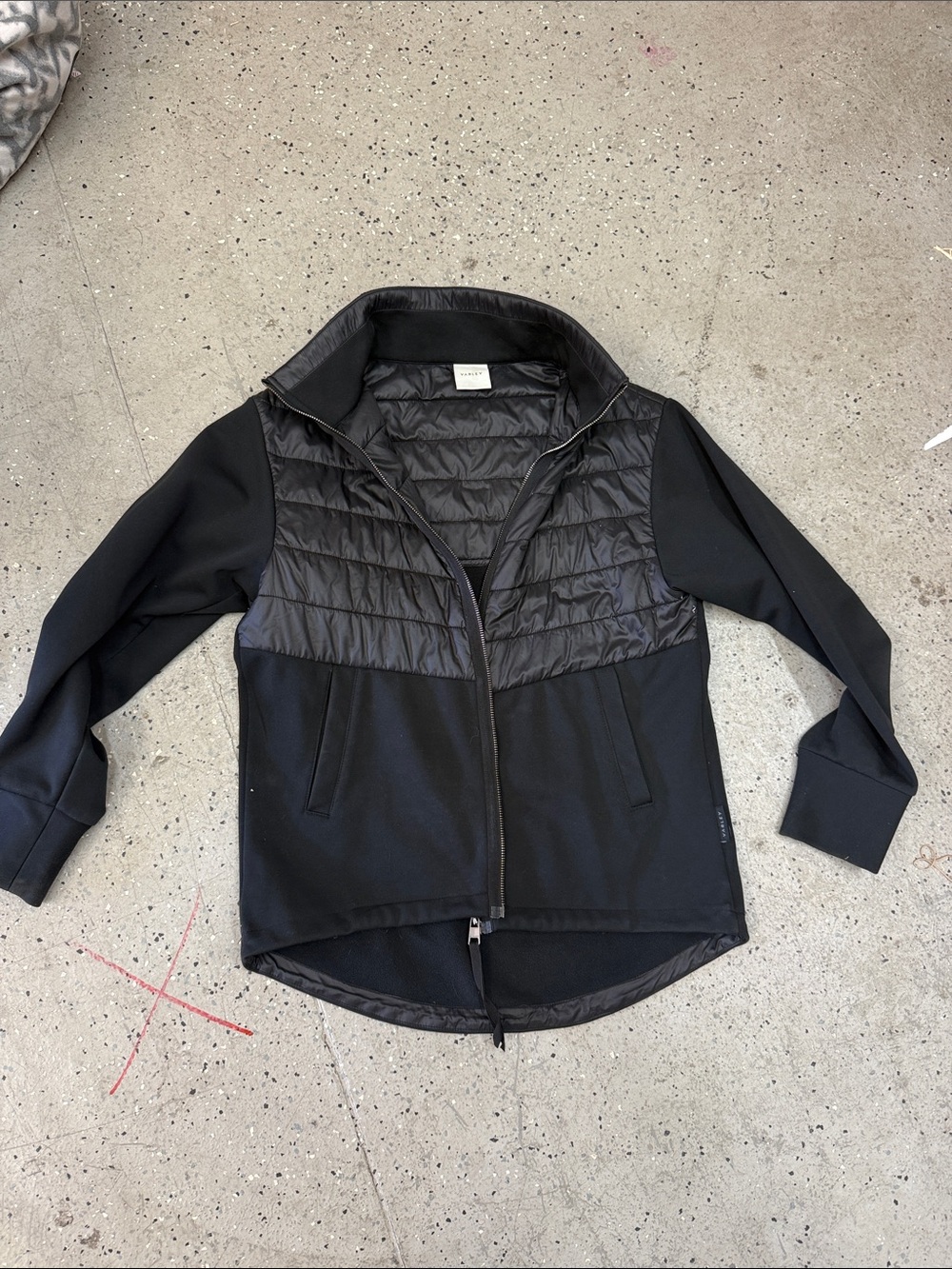 Varley Black Quilted Hybrid Full Zip Jacket size small